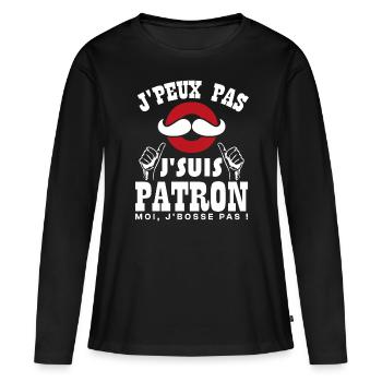Ich kann nicht, ich bin ein Chef - Frauen Premium Bio Langarmshirt - Schwarz - Vorne - Julia (174cm)