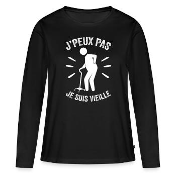 Ich kann nicht, ich bin alt - Frauen Premium Bio Langarmshirt - Schwarz - Vorne - Julia (174cm)