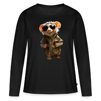 Opossum Opossum Didelphis Opossums mignons Opossum - T-shirt manches longues Premium bio Femme - noir - Devant - Julia (174cm)