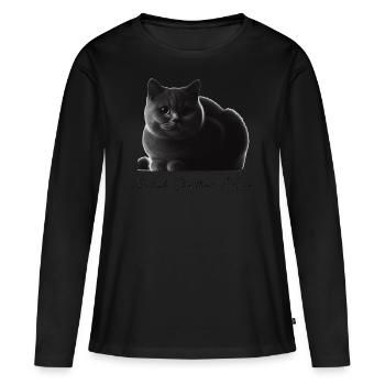 British Shorthair Maman Silhouette - T-shirt manches longues Premium bio Femme - noir - Devant - Julia (174cm)