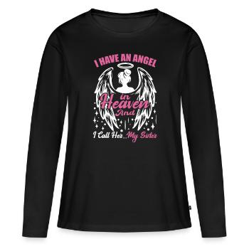 I Miss My Family Memorial Guardian Angel In Heaven - T-shirt manches longues Premium bio Femme - noir - Devant - Julia (174cm)