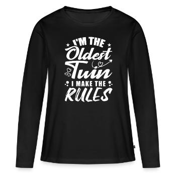 I'm The Oldest Twin Funny Twin Tees - T-shirt manches longues Premium bio Femme - noir - Devant - Julia (174cm)