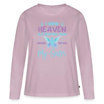 Schwester ist mein Schutzengel im Himmel Gedenktag - Frauen Premium Bio Langarmshirt - Altrosa - Vorne - Julia (174cm)