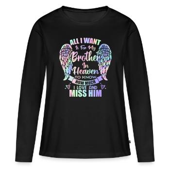 My Brother In Heaven Angel Wings - T-shirt manches longues Premium bio Femme - noir - Devant - Julia (174cm)