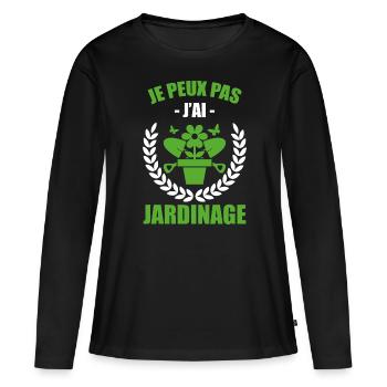 Ich kann nicht, ich habe Gartenarbeit - Frauen Premium Bio Langarmshirt - Schwarz - Vorne - Julia (174cm)