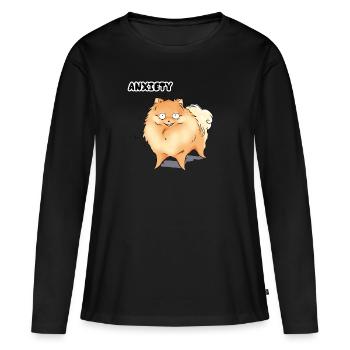 Anxiété - T-shirt manches longues Premium bio Femme - noir - Devant - Julia (174cm)