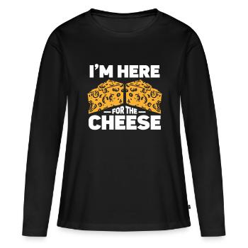 Amateur de fromage Cheese - T-shirt manches longues Premium bio Femme - noir - Devant - Julia (174cm)