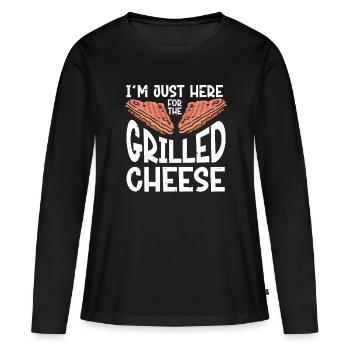 Amateur de fromage Cheese - T-shirt manches longues Premium bio Femme - noir - Devant - Julia (174cm)