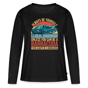 Cadeau pour les amateurs de poissons Barracuda - T-shirt manches longues Premium bio Femme - noir - Devant - Julia (174cm)