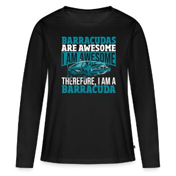 Cadeau pour les amateurs de poissons Barracuda - T-shirt manches longues Premium bio Femme - noir - Devant - Julia (174cm)