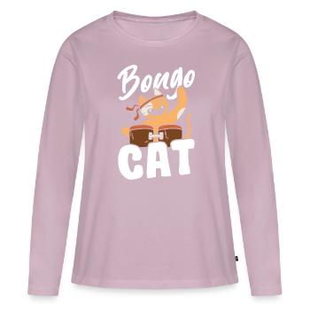 Cadeau Bongo Chat - T-shirt manches longues Premium bio Femme - rose poudré - Devant - Julia (174cm)