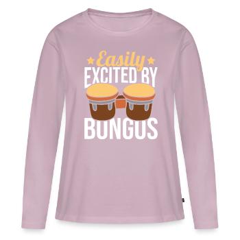 Cadeau de musique Bongo - T-shirt manches longues Premium bio Femme - rose poudré - Devant - Julia (174cm)