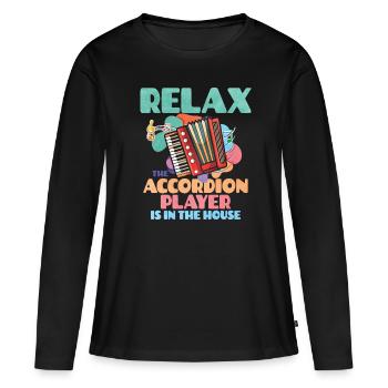Accordéon Polka musique cadeau - T-shirt manches longues Premium bio Femme - noir - Devant - Julia (174cm)