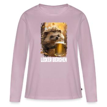 Lecker Bierchen Igel - Frauen Premium Bio Langarmshirt - Altrosa - Vorne - Julia (174cm)