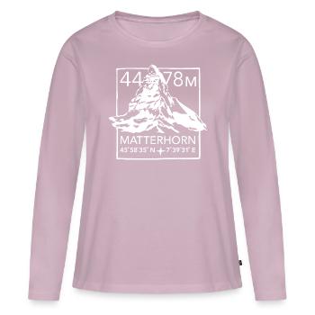 Randonnée souvenir Matterhorn Zermatt - T-shirt manches longues Premium bio Femme - rose poudré - Devant - Julia (174cm)