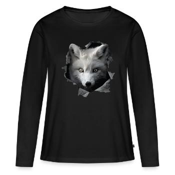 Loup arctique - T-shirt manches longues Premium bio Femme - noir - Devant - Julia (174cm)