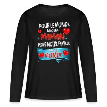 Meilleure maman Du Monde Fête des Mères - T-shirt manches longues Premium bio Femme - noir - Devant - Julia (174cm)