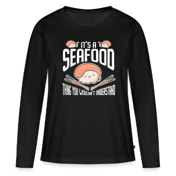 Fruits de mer - T-shirt manches longues Premium bio Femme - noir - Devant - Julia (174cm)
