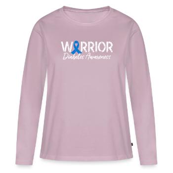 Guerrier du diabète DT1 Ruban bleu juvénile - T-shirt manches longues Premium bio Femme - rose poudré - Devant - Julia (174cm)