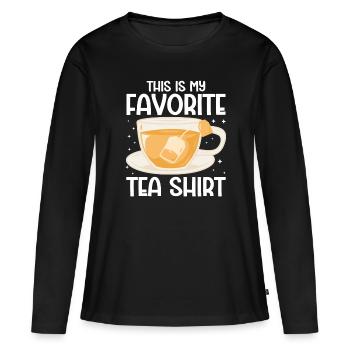 Buveur de thé Thé - T-shirt manches longues Premium bio Femme - noir - Devant - Julia (174cm)