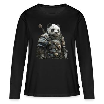 Panda Chevalier Moyen Âge - T-shirt manches longues Premium bio Femme - noir - Devant - Julia (174cm)