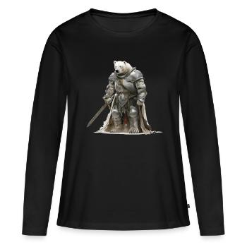 Ours Polaire Chevalier Moyen Âge - T-shirt manches longues Premium bio Femme - noir - Devant - Julia (174cm)