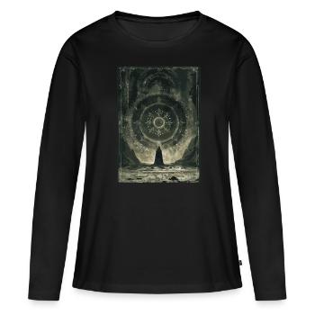 Le Tarot de la Roue de la Fortune - T-shirt manches longues Premium bio Femme - noir - Devant - Julia (174cm)