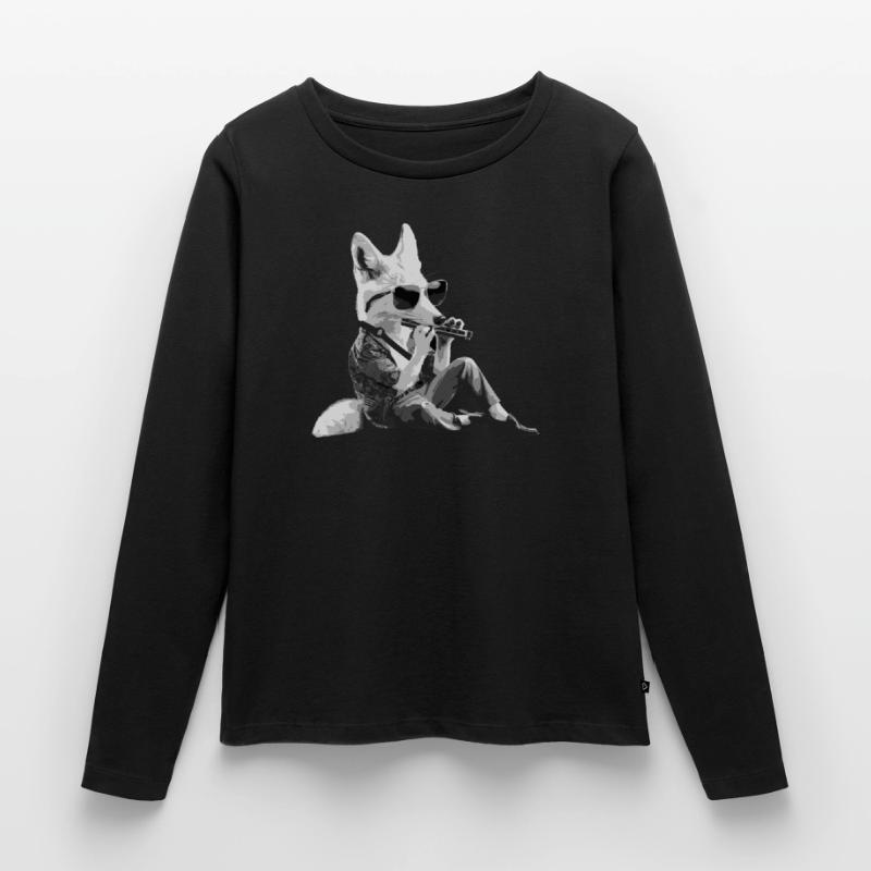 Fox Harmonica Playing Gift Women's Premium Organic Long Sleeve Shirt