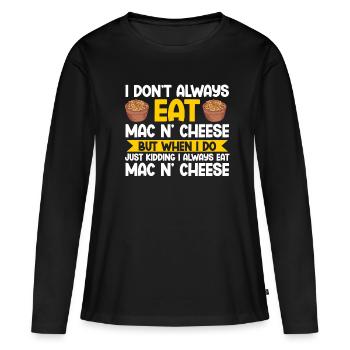 Mac And Cheese Makkaroni - Frauen Premium Bio Langarmshirt - Schwarz - Vorne - Julia (174cm)