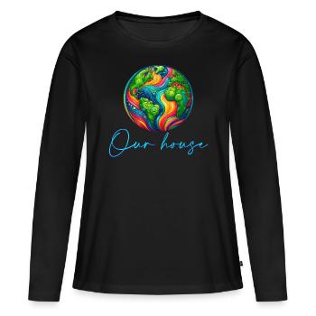 Monde - T-shirt manches longues Premium bio Femme - noir - Devant - Julia (174cm)