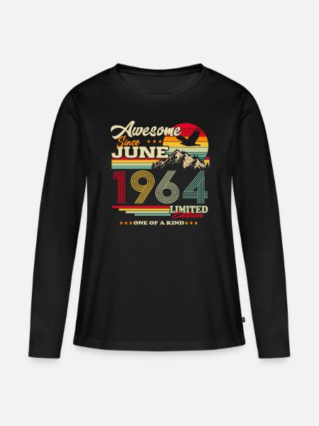 Juni 1964 Jahrgang geboren Geburtstag Geschenk - Frauen Premium Bio Langarmshirt - Schwarz