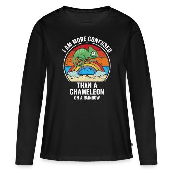 Je suis plus confus qu’un caméléon - T-shirt manches longues Premium bio Femme - noir - Devant - Julia (174cm)
