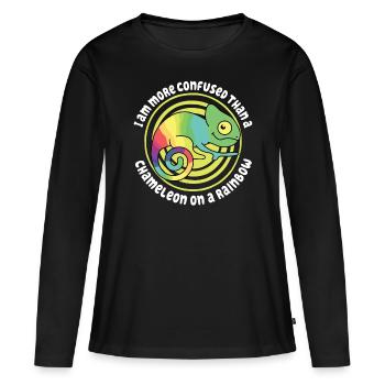 Je suis plus confus qu’un caméléon - T-shirt manches longues Premium bio Femme - noir - Devant - Julia (174cm)