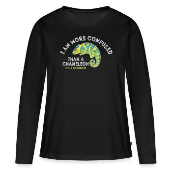 Je suis plus confus qu’un caméléon - T-shirt manches longues Premium bio Femme - noir - Devant - Julia (174cm)