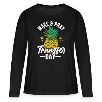 Wake Pray Transfer Day Orange Ribbon IVF Egg - T-shirt manches longues Premium bio Femme - noir - Devant - Julia (174cm)