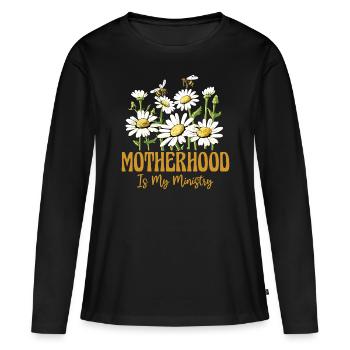 La maternité est mon ministère - T-shirt manches longues Premium bio Femme - noir - Devant - Julia (174cm)