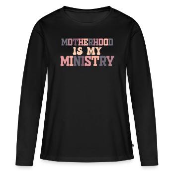 La maternité est mon ministère - T-shirt manches longues Premium bio Femme - noir - Devant - Julia (174cm)