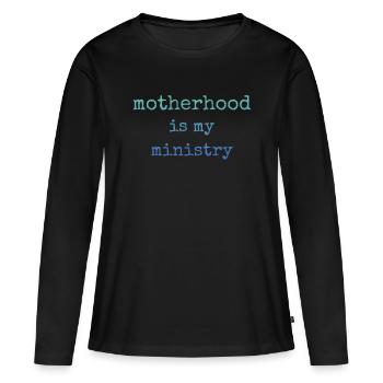 La maternité est mon ministère - T-shirt manches longues Premium bio Femme - noir - Devant - Julia (174cm)