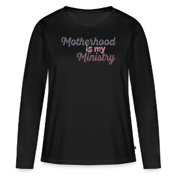 La maternité est mon ministère - T-shirt manches longues Premium bio Femme - noir - Devant - Julia (174cm)