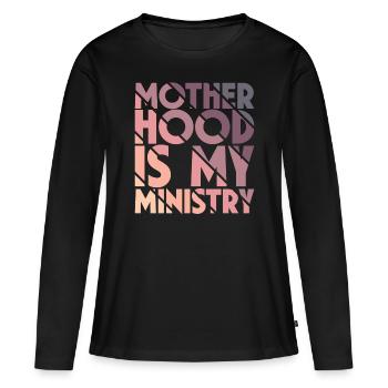 La maternité est mon ministère - T-shirt manches longues Premium bio Femme - noir - Devant - Julia (174cm)