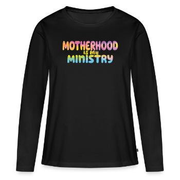 La maternité est mon ministère - T-shirt manches longues Premium bio Femme - noir - Devant - Julia (174cm)