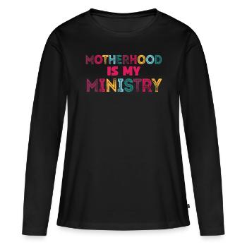 La maternité est mon ministère - T-shirt manches longues Premium bio Femme - noir - Devant - Julia (174cm)