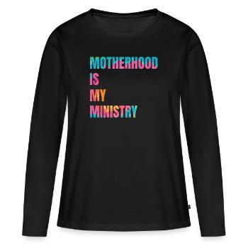La maternité est mon ministère - T-shirt manches longues Premium bio Femme - noir - Devant - Julia (174cm)