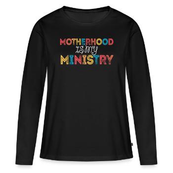 La maternité est mon ministère - T-shirt manches longues Premium bio Femme - noir - Devant - Julia (174cm)