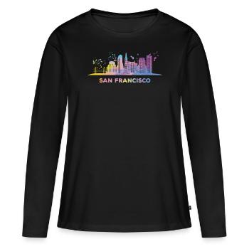Skyline de San Franciscain San Francisco - T-shirt manches longues Premium bio Femme - noir - Devant - Julia (174cm)