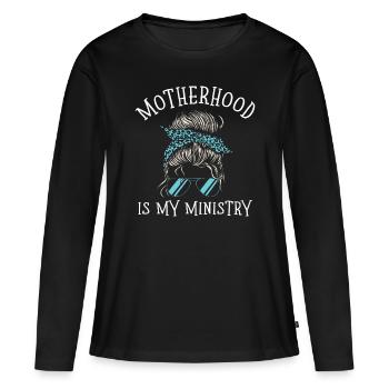 La maternité est mon ministère - T-shirt manches longues Premium bio Femme - noir - Devant - Julia (174cm)