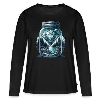 Bijou naturel dans un verre - T-shirt manches longues Premium bio Femme - noir - Devant - Julia (174cm)