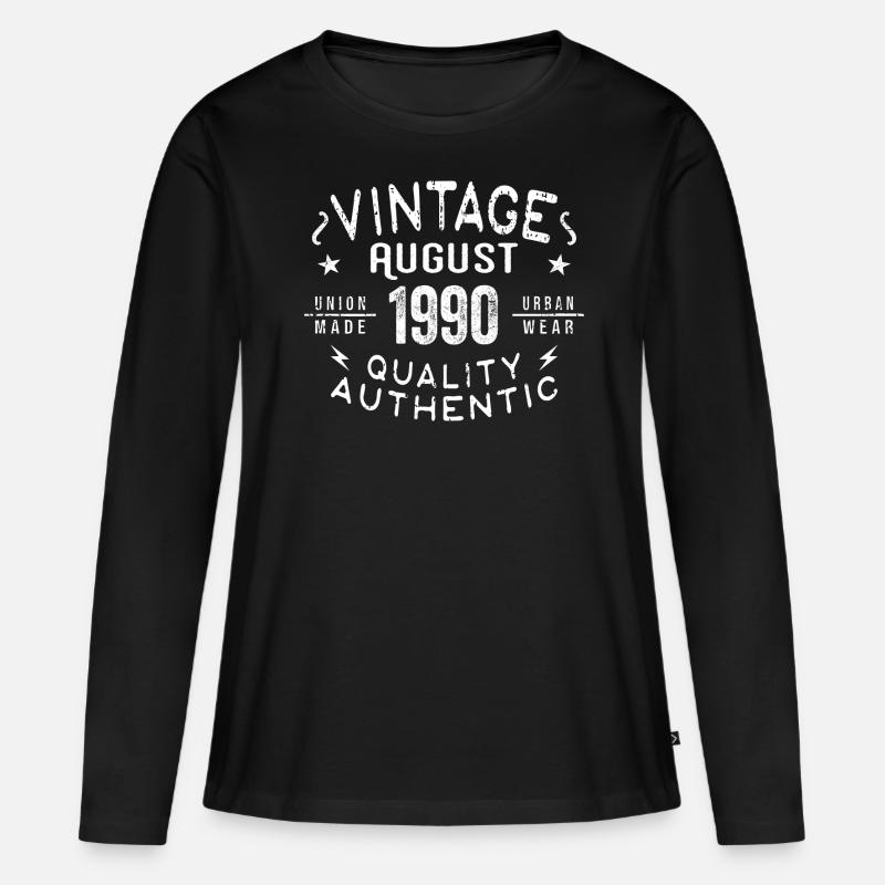 August 1990 Geburtstagsgeschenk August 1990 Retro - Frauen Premium Bio Langarmshirt - Schwarz