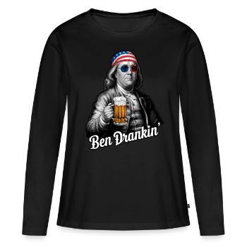 Ben Drankin 4 juillet Franklin Benjamin États-Unis - T-shirt manches longues Premium bio Femme - noir - Devant - Julia (174cm)
