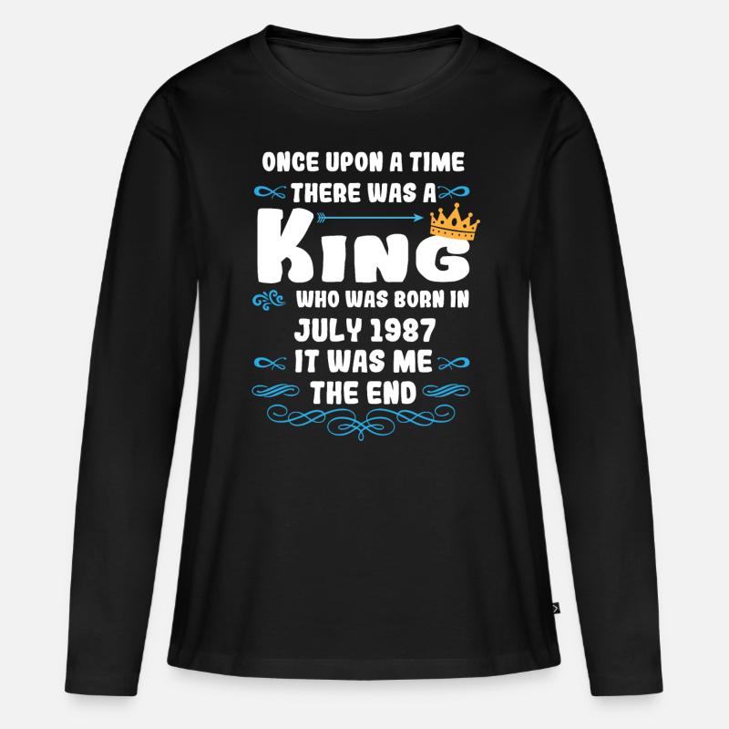 Es war einmal ein König. Juli 1987 Geburtstag - Frauen Premium Bio Langarmshirt - Schwarz